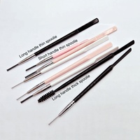 Applicateur double embout pour cire à sourcils, avec manche long de 18 cm, spatule et micro-brosse fine, pour cire coiffante à sourcils