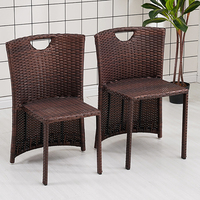 Ensemble de table de bistrot en rotin contemporain et durable pour patio, 3 pièces, 2 chaises de salle à manger, table en verre, résistant aux intempéries, pour l'extérieur