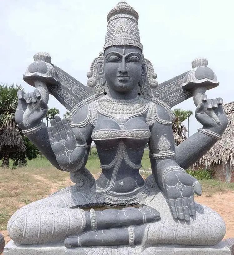 En gros Sculpté À La Main Grande Déesse Religieuse Marbre Lakshmi Statue