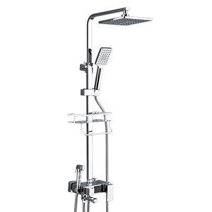 Shower Set With Thermostatic Display <b>Square</b> Rain Shower Head Multi Functional Bathroom Shower System - Product Image 5