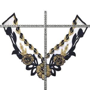 Netstof Borduurwerk Kant Nepkraag Zwart En Goud Corsage Stuk 3d Kraag Stuk Mode Borst Kant Doek Pasta Accessoires - Product Image 6