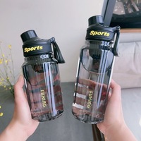 Bouteille d'eau sport minimaliste transfrontalière unisexe, gourde portable d'extérieur élégante avec compartiment à thé en PC pour le fitness