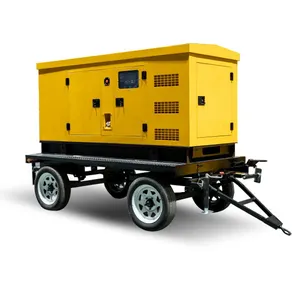 Unit daya seluler Tiongkok, mesin listrik portabel, mesin Yuchai 30kW 50kW, Generator Diesel tipe senyap untuk kerja luar ruangan