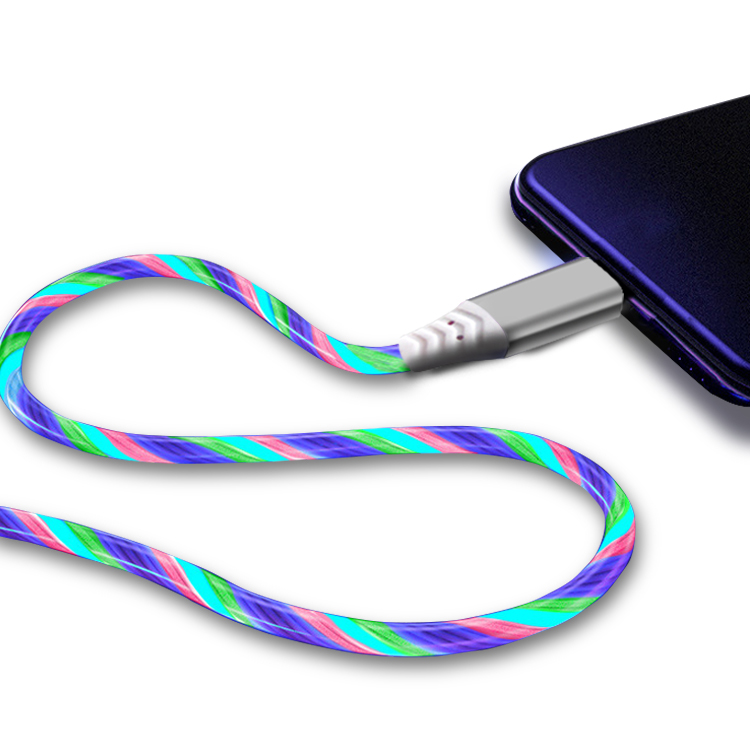 Кабель Micro USB для мобильного телефона, светящийся светодиодный кабель для быстрой зарядки и передачи данных для Samsung S7