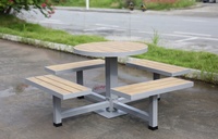 Table de pique-nique en bois commerciale d'extérieur avec chaise, ensemble de mobilier de jardin, patio extérieur, table de café externe avec banc