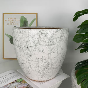 Pots de fleurs modernes en céramique émaillée blanche faits à la main Pots de jardin décoratifs en porcelaine bonsaï Carton emballé pour un usage domestique - Product Image 3