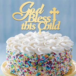 Nuevo Adorno para Fiesta de Baby Shower, Primer Cumpleaños, <span class=keywords><strong>Primera</strong></span> Comunión, Dios Bendiga a Este Niño, Adorno Acrílico con Forma de Cruz para Pastel - Product Image 6
