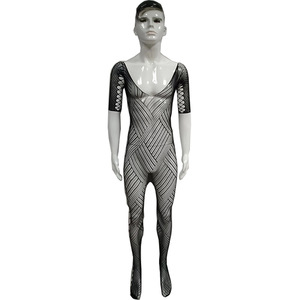 Men's <b>Fishnet</b> Bodysuit Black Mesh Hollow Out Sexy Underwear Mid Rise Nylon Acrylic Spring 2024 - Product Image 2