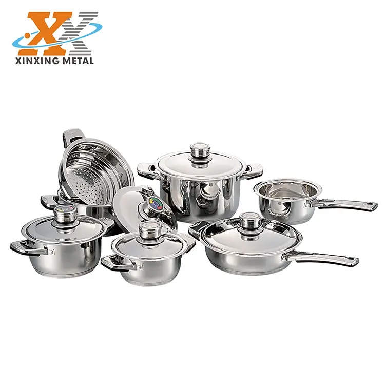 Popular 12 Pcs Stainless Steel Cooking Ware Set Well Equipped Kitchen Cookware