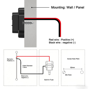 Interrupteur Tactile Bouton Marche Arrêt Charge Rapide 2 Ports <span class=keywords><strong>USB</strong></span> QC 3.0 et Type C PD Montage Encastré Prise <span class=keywords><strong>Chargeur</strong></span> <span class=keywords><strong>USB</strong></span> 12V 24V pour VR Bus Car - Product Image 5