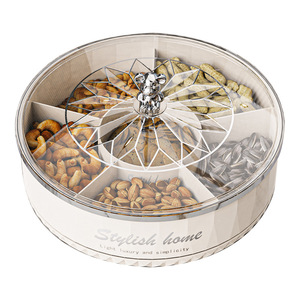 Stylish Home Rotating <b>Snack</b> <b>Tray</b> With Lid Round Multi Compartment For Nuts Dried Fruits Party Use - Product Image 5