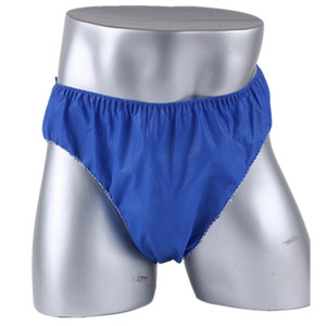 Sous-vêtements jetables non tissés bleus à couche unique pour hommes, pantalons de bain pour massage des pieds, salon de beauté, sauna - Product Image 1
