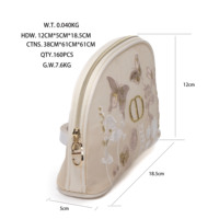 Muschelförmige Bestickte Gaze-Kosmetiktasche Transparente Netz-Kosmetiktasche mit Elegantem Muschelform-Design