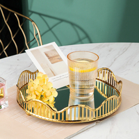 Plateau de rangement en verre miroir doré de luxe, plateau à fruits décoratif pour la décoration intérieure, vente en gros sur mesure en usine