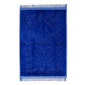 Tapis de prière en mousseline bleu Style traditionnel grand tapis de prière musulman épais et rembourré tapis de prière doux luxe idéal pour les genoux