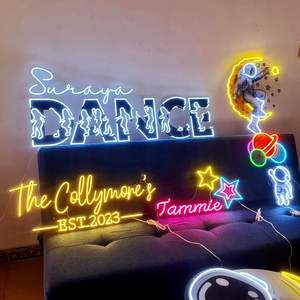 Enseigne au néon LED multicolore personnalisée avec des motifs personnalisés (dessin animé/astronaute/floral) pour la décoration publicitaire de bar, de maison et de magasin - Product Image 4