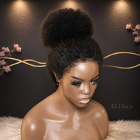 Perruque en cheveux humains bouclés afro kinky avec dentelle HD, pré-épilée avec bordure 4C, perruque frontale afro sans colle, cheveux vierges alignés sur les cuticules