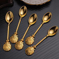 Vente Flash : Cuillère Créative Vintage en Alliage, Design Original Couronne Dorée, Cuillère à Café Nid d'Oiseau, Métal Poli Miroir
