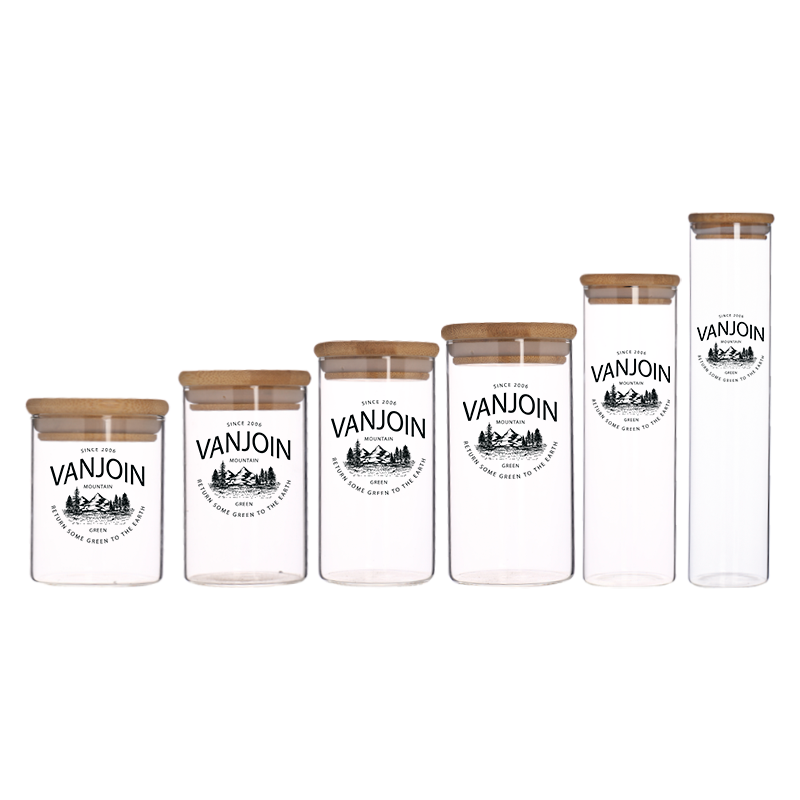 600ml 750ml 1000ml 1200ml Borosilicate Spice Glass Jar Food Storage Containers Jars with Bamboo Lids
