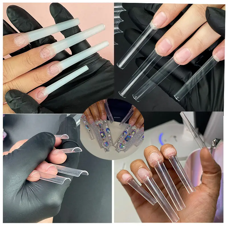 500 шт., прозрачные натуральные накладные ногти из АБС-пластика