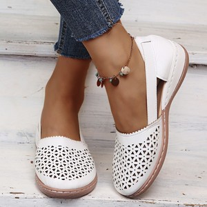 Sandales <span class=keywords><strong>compensées</strong></span> décontractées pour femmes, grande taille, en polyuréthane, style espadrille, à bout ouvert, design ajouré, couleur unie, collection été 2026, en stock transfrontalier - Product Image 4