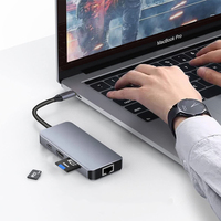 Adaptador de Carga USB-C Multipuerto 8 en 1 de Aluminio de Alta Calidad con HDMI 4K y USB 3.0, Suministro Directo de Fábrica OEM