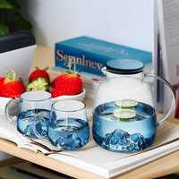 Ensemble de carafe et de verres à jus d'eau en verre borosilicate coloré pour la maison, verres à bière, 1800 ml, réutilisable, anti-fuite, avec manchon en silicone