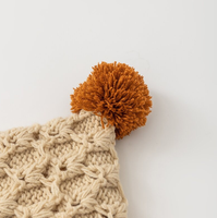 Bonnet bébé pompon d'hiver, bonnet tricoté chaud pour nourrisson, 100% coton, broderie à la main, logo personnalisé, rayé, unisexe