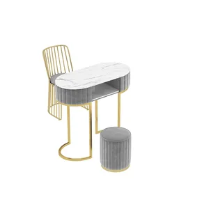 Nordic Net Red Marble 80CM Nail Art Table et chaise Combinaison de meubles de salon