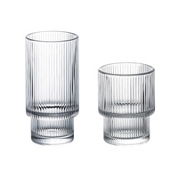 Luminarc 2026 NOUVEAU Verres à eau et à jus en verre à rayures droites style classique empilables, tasses à café pour hôtels et restaurants