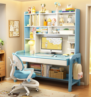 Bureau d'étude en bois massif avec étagère et hauteur réglable pour enfants et bureau à domicile - Vente en gros
