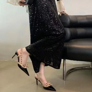 Nuevas Zapatillas de Ballet para Mujer 2026, Sandalias con Lazo Alto, Cierre de Cremallera, Diseño Descalzo, PU, Elegantes, Punta en Pico, Tendencia de Moda - Product Image 3