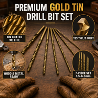 Juego de Brocas Helicoidales de Acero de Alta Velocidad HSS con Recubrimiento de Titanio, Resistentes al Calor, Grado Profesional para Perforar Metal, Madera y Plástico, DIN338