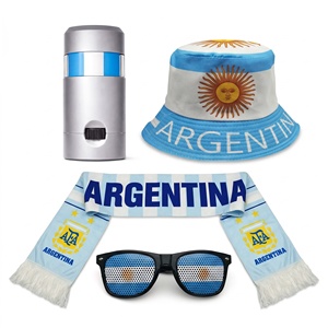 Set de 4 Piezas para Fanáticos de la Copa Mundial de Fútbol 2026, Gorro con la Bandera Nacional de Argentina, Bufanda, Gafas de Sol, Pintura Facial en Barra, Kit de Recuerdos de Fútbol - Product Image 1