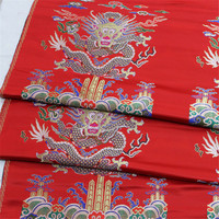Chinesische traditionelle Brokat Stoff Jacquard Dragon Luxus Rotgold 75cm Stickerei für Hochzeit Braut Braut Sofa Home Textile