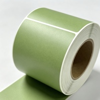 Rouleau d'étiquettes autocollantes vierges vert olive durables et écologiques, format personnalisé, transfert thermique, pour entrepôt