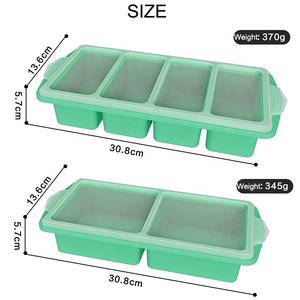 BPA Free 2 oder 4 Cup Silikon Gefrier schrank Lebensmittel formen Tablett Eingebauter Edelstahl für Suppen eiswürfel mit Deckel zur Aufbewahrung von Lebensmittels uppen - Product Image 2