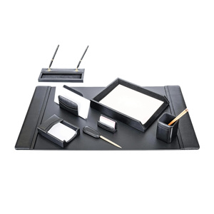 Gouvernement du Qatar luxe en cuir noir 8 7 pièces ensemble organisateur <span class=keywords><strong>de</strong></span> <span class=keywords><strong>bureau</strong></span> exécutif affaires <span class=keywords><strong>bureau</strong></span> papeterie ensemble d'accessoires - Product Image 1