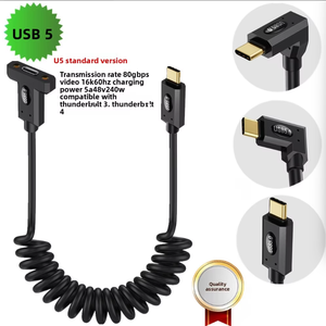 <span class=keywords><strong>Cavo</strong></span> di <span class=keywords><strong>Prolunga</strong></span> <span class=keywords><strong>USB</strong></span> 5.0 Tipo C a Spirale con Blocco a Vite, Estensore 80Gbps, Ricarica PD 240W, Video 16K60Hz, <span class=keywords><strong>Cavo</strong></span> Angolato Destro-Sinistro - Product Image 2