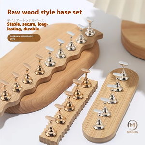 Base de pratique d'art d'ongle en bois minimaliste de style japonais Double support de pointe d'ongle en métal solide pièce d'échecs d'ongle portable - Product Image 1