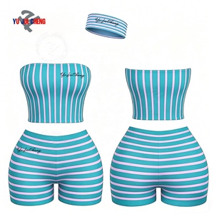Conjunto <span class=keywords><strong>de</strong></span> 2 piezas personalizado: Top <span class=keywords><strong>de</strong></span> tubo y shorts con diadema a juego, ropa <span class=keywords><strong>de</strong></span> descanso <span class=keywords><strong>de</strong></span> algodón <span class=keywords><strong>para</strong></span> verano, trajes <span class=keywords><strong>de</strong></span> dos piezas <span class=keywords><strong>para</strong></span> mujer, camisa a rayas <span class=keywords><strong>para</strong></span> mujer - Product Image 3