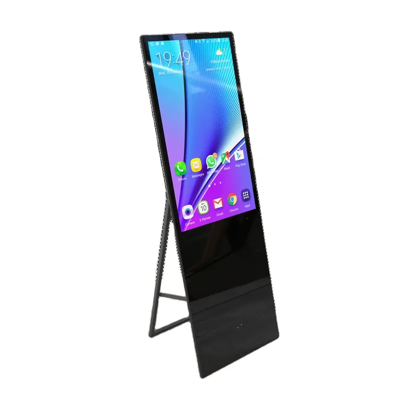 Bigbull 43inch Touch Movable Floor standing lcd Interactive 4K Ads Android Indoor Totem with holder bracket with wheel kiosk