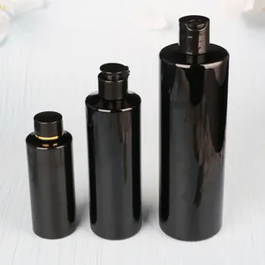 Custom 300ml 500ml 1000ml Plastic Black Round Shape Cleaning Chemical Packing Bottle For Liquid