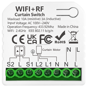 Interruptor Inteligente para Cortinas ZP Tuya WiFi RF 433MHz 110V 120V 220V 240V Control Remoto Inalámbrico / Manual / Control por Voz para Motor de Persianas - Product Image 1