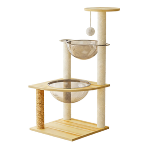 <span class=keywords><strong>Arbre</strong></span> à <span class=keywords><strong>chat</strong></span> en bois massif avec structure d'escalade, panier tissé, capsule spatiale et villa pour <span class=keywords><strong>chat</strong></span> multifonctionnelle - Design <span class=keywords><strong>simple</strong></span>, toutes saisons - Product Image 3