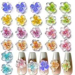 50 piezas de adornos pequeños para uñas con diseño de flor de cerezo en degradado, estilo mixto transparente como el hielo, mariposa aurora, para decoración de uñas - Product Image 2