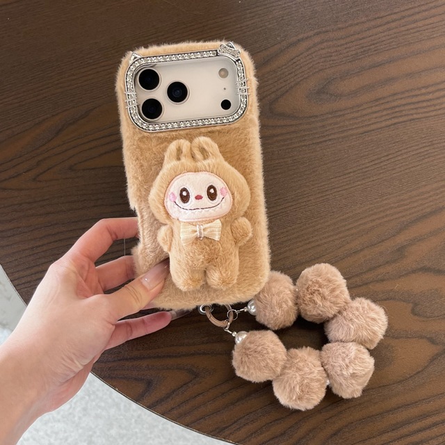 Hot Selling 3D Plush Cute Fashion Cartoon Design Shockproof Phone Plush Case for iphone 17/16/15/14/13 for Girls