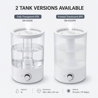 Humidificateur d'air ultrasonique 5L, diffuseur d'arômes de grande capacité, double sortie de brume, veilleuse pour la maison, la chambre à coucher et le bureau