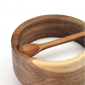 Caja grande de madera con cuchara de servicio integrada, recipiente para <span class=keywords><strong>sal</strong></span>, especias, tapa de mármol gris - Product Image 3