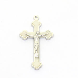 Croce di Gesù Cattolica in Metallo, Ciondolo Crocifisso, Accessori, Forma Cilindrica Piccola, Luminoso Verde, Luminoso Bianco Fluorescente - Product Image 4